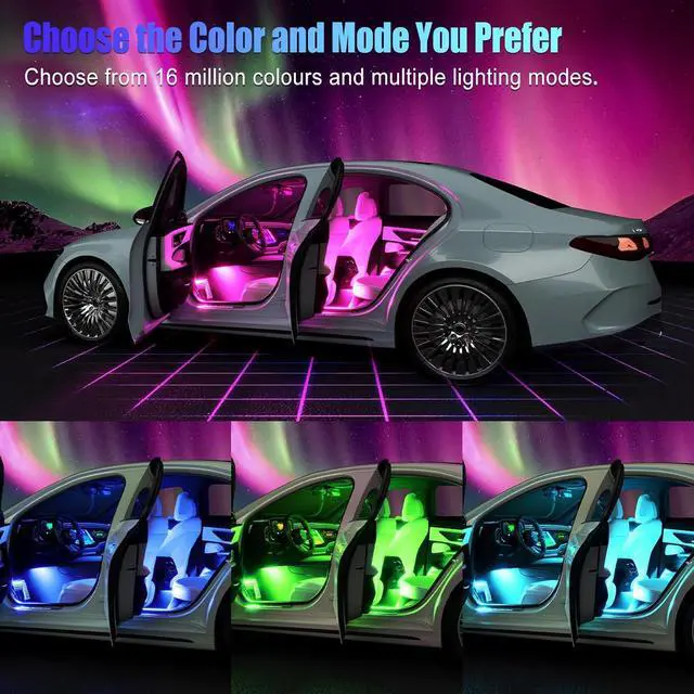 Alt view image 2 of 6 - Honalia Car LED Lights Interior, RGB Interior Car Lights with App Control and Music Sync, USB Under Dash LED Lights for Jeeps Trucks SUVs, DC 5V