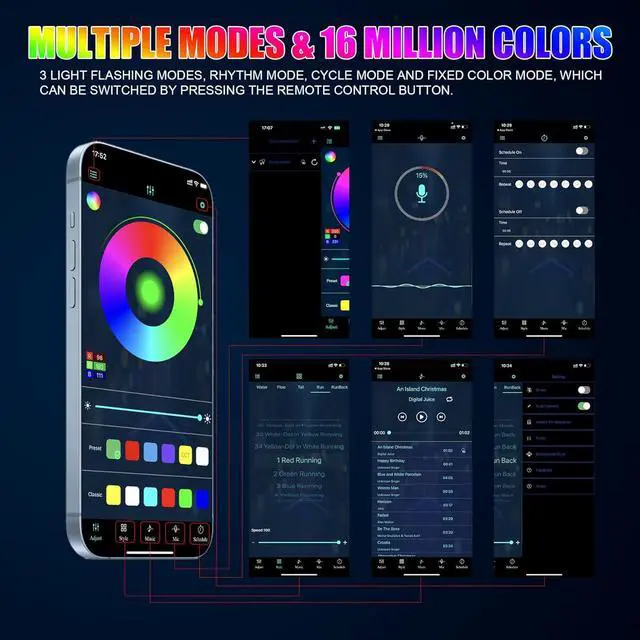 Alt view image 5 of 7 - LivTee Smart LED Car Lights Interior with USB Port, LED Strip Fiber Optic Ambient Lighting Car, Wireless App Control, Sync to Music, Car Decorations Interior Accessories Gifts for Women Men, 6 in 1