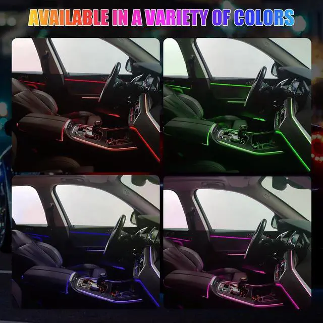 Alt view image 6 of 7 - LivTee Smart LED Car Lights Interior with USB Port, LED Strip Fiber Optic Ambient Lighting Car, Wireless App Control, Sync to Music, Car Decorations Interior Accessories Gifts for Women Men, 6 in 1