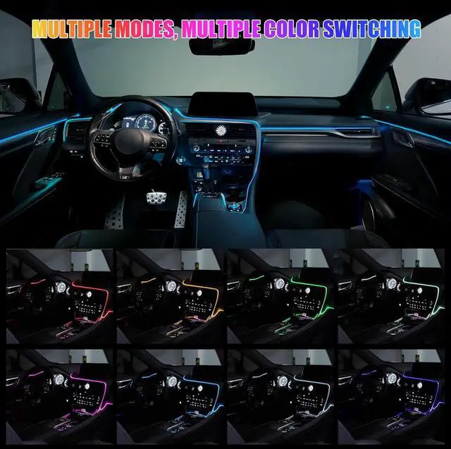 Alt view image 7 of 7 - LivTee Smart LED Car Lights Interior with USB Port, LED Strip Fiber Optic Ambient Lighting Car, Wireless App Control, Sync to Music, Car Decorations Interior Accessories Gifts for Women Men, 6 in 1