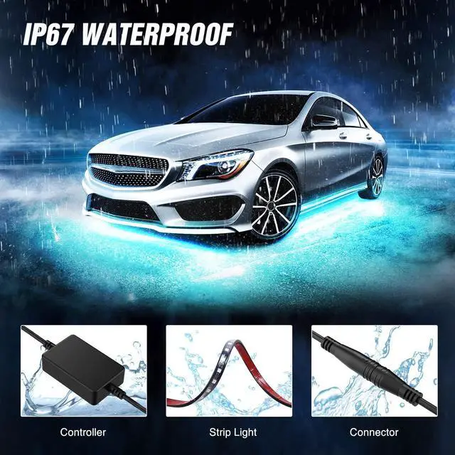 Alt view image 6 of 7 - Nilight 4Pcs Car Underglow Neon Accent Strip Lights 252 LEDs RGB 8 Color Sound Active Function Music Mode with Wireless Remote Control Underbody Light Strips for Cars Van SUV Truck