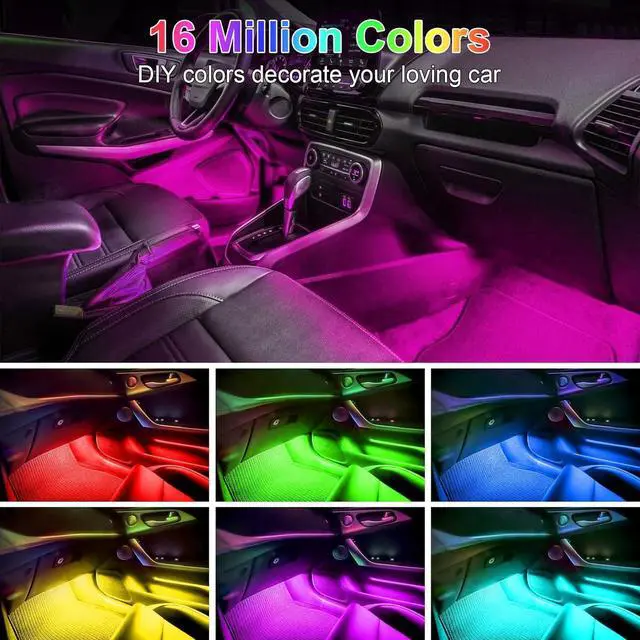 Alt view image 2 of 7 - RGB LED Car Interior Light Strips with App Controls, Footwell Lighting for Car,Interior Car Lights with DIY Music Mode,72 LEDs Car Lights