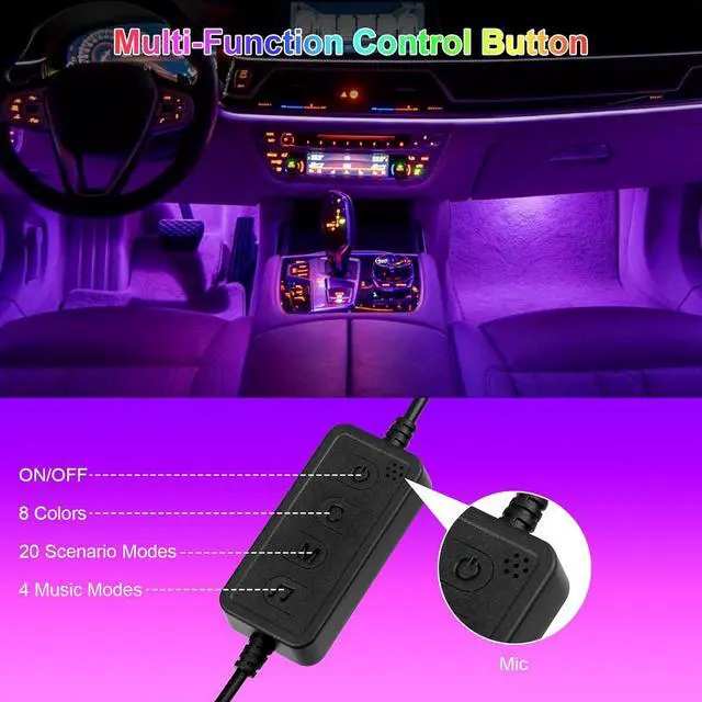 Alt view image 5 of 7 - Car Led Lights Interior with Smart APP Control, Sync Music,DIY Mode,Multicolor led Car Interior Light Kits,5V USB Led Lights for Cars, Trucks, SUVs