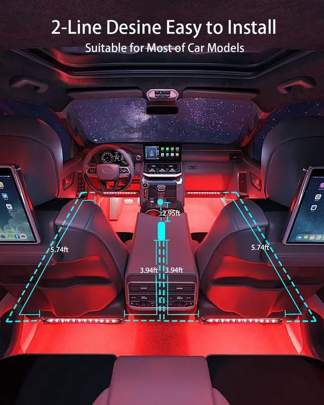 Alt view image 6 of 7 - Keepsmile Interior Car Lights Accessories APP Control with Remote Music Sync Color Change RGB Under Dash Car Lighting with USB Charger 12V 2A Led Lights for Jeep Truck
