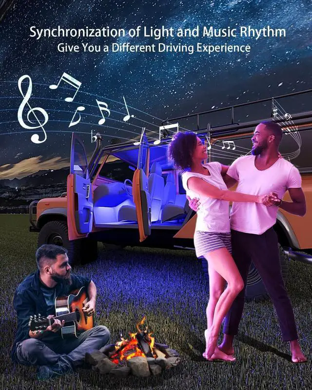 Alt view image 4 of 7 - Keepsmile Interior Car Lights Accessories APP Control with Remote Music Sync Color Change RGB Under Dash Car Lighting with USB Charger 12V 2A Led Lights for Jeep Truck