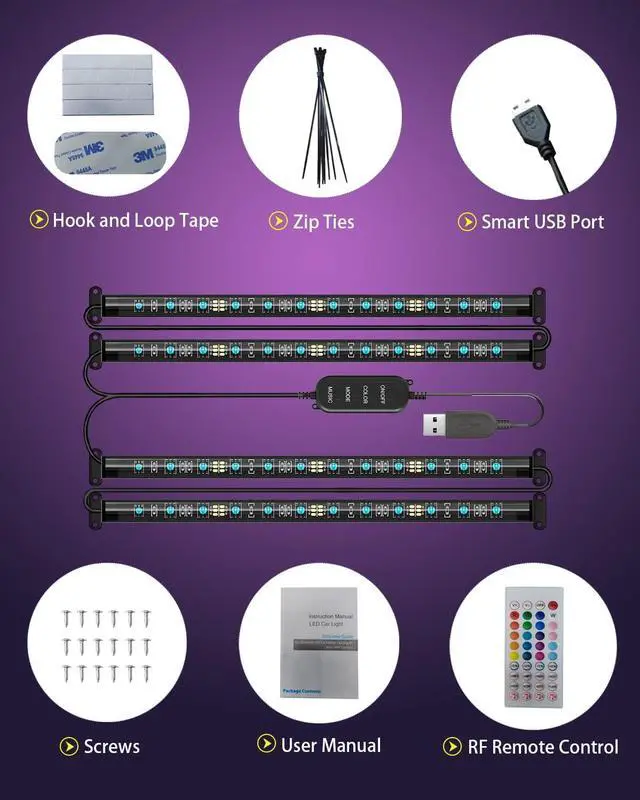 Alt view image 7 of 7 - Keepsmile Interior Car Lights Accessories APP Control with Remote Music Sync Color Change RGB Under Dash Car Lighting with USB Charger 12V 2A Led Lights for Jeep Truck