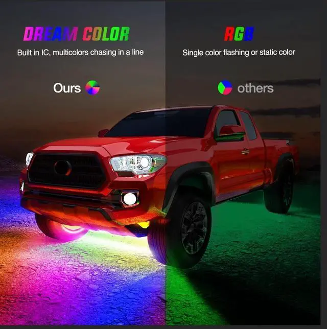 Alt view image 6 of 7 - Nilight 4Pcs Car Underglow Neon Accent Strip Lights 256 LEDs RGBIC Multi Color DIY Sound Active Function Music Mode with APP Control and Remote Control Underbody Light Strips, 2 Years Warranty