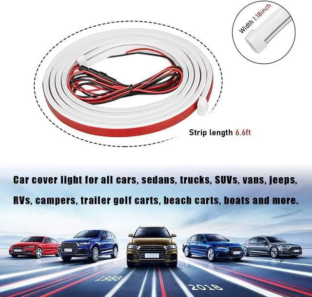 Alt view image 2 of 6 - 79 Inch Car Hood Light Strip, Exterior Flexible Daytime LED Running Light, Waterproof Auto LED Strip Light with Dynamic Scan Start-up Effect, Car Accessories for SUV Truck (White)