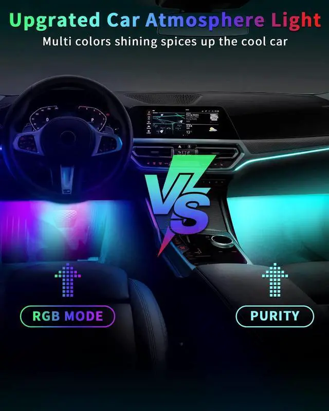 Alt view image 3 of 7 - YM E-Brightt RGB LED Strip Lights for Car App Control with Remote Led Lights car Interior with Charger Music Sync Under Dash Footwell Neon Lighting Kit w/USB Cable DC 12V