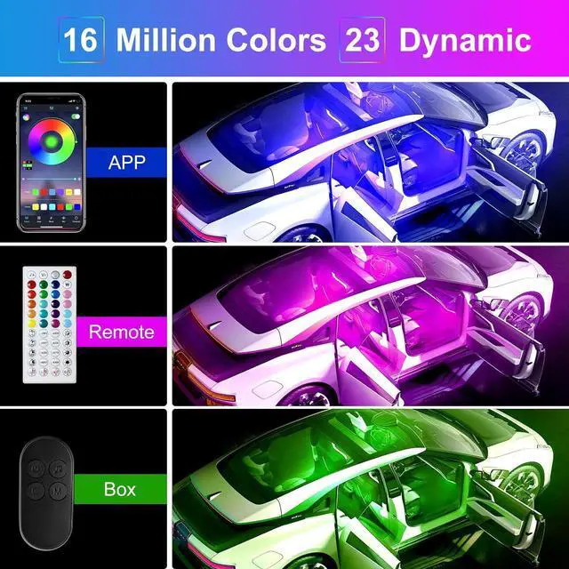 Alt view image 5 of 7 - Car LED Lights - App Controlled Smart Interior Lights, DIY & Music Modes, RGB, 48 LEDs with USB Port, Perfect Car Accessories Gift