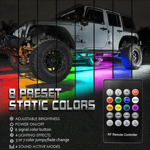 Alt view image 3 of 7 - Underglow Kit for Car, Led Underglow Lights with App and Remote Control, 16 Million RGB Colors, 29 Preset Modes, Music & DIY Mode, Under Car Led Lights Exterior for SUVs, Trucks, DC 12V