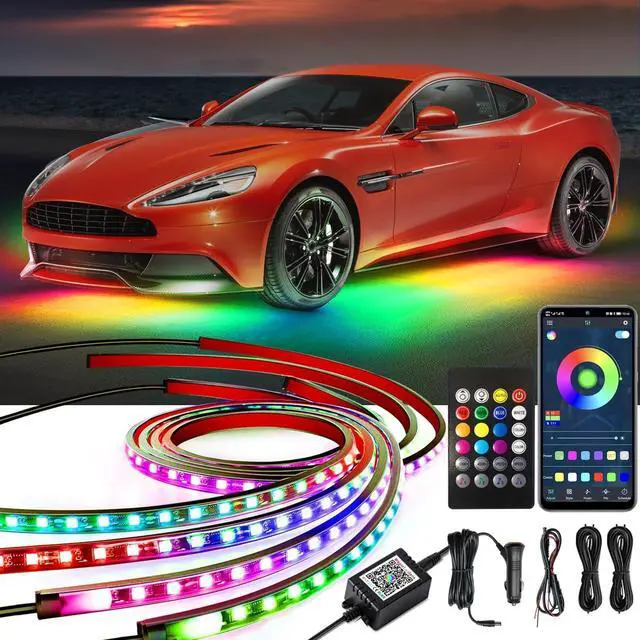 Main image of Underglow Kit, RGB-IC Under Car Lights With Dream Color Dancing Chasing, 213 Scene Modes, App and Remote Control, 5 Music Modes LED Lights for All Cars