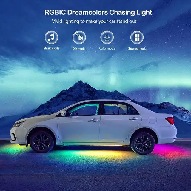 Alt view image 2 of 5 - Underglow Led Lights for Cars, 6 pcs RGB-IC Smart LED Lights with Dream Color Chasing and 16 Million Colors with App and Remote Control, Waterproof Underglow Kit for Cars, SUVs, Trucks
