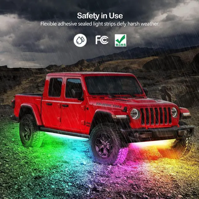 Alt view image 5 of 5 - Underglow Led Lights for Cars, 6 pcs RGB-IC Smart LED Lights with Dream Color Chasing and 16 Million Colors with App and Remote Control, Waterproof Underglow Kit for Cars, SUVs, Trucks