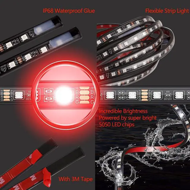 Alt view image 4 of 7 - Underglow Kit for Car, Led Underglow Lights with App and Remote Control, 16 Million RGB Colors, 29 Preset Modes, Music & DIY Mode, Under Car Led Lights Exterior for SUVs, Trucks, DC 12V