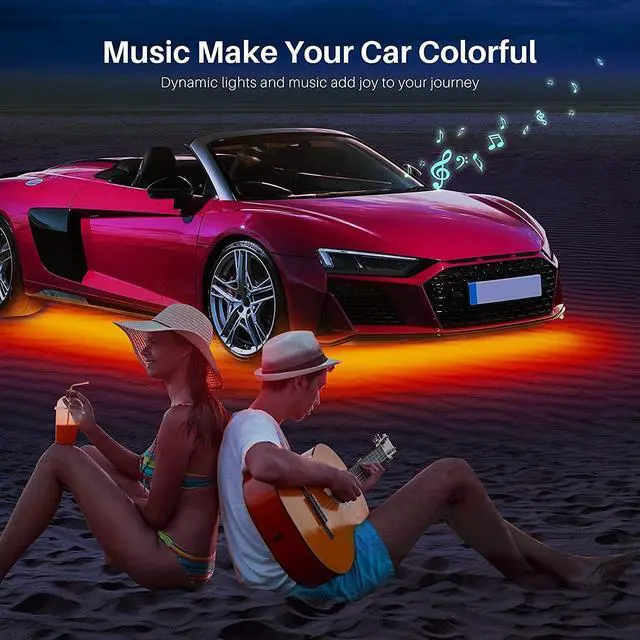 Alt view image 4 of 7 - LED Underglow Kit - Multi Color, Waterproof, APP Control, Music Mode, Exterior Lights for Cars, SUVs, Trucks - DC 12V