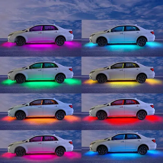 Alt view image 2 of 7 - Smart RGB Car Underglow Kit with App & RF Remote - IP67 Waterproof, 16 Million Color LED Light Strips, Music Sync, Universal Fit for All Cars, Trucks, Vans - 12V DC Exterior Lighting