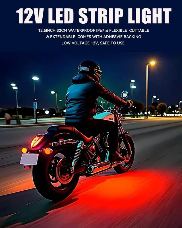 Alt view image 2 of 7 - Keiurot 12V Led Light Strip 32CM Waterproof LEDs Light Strips for Cars Motorcycles Golf Cart Interior & Exterior Marine Boat Red Led Strip Lights 5050 18SMD,Pack of 4
