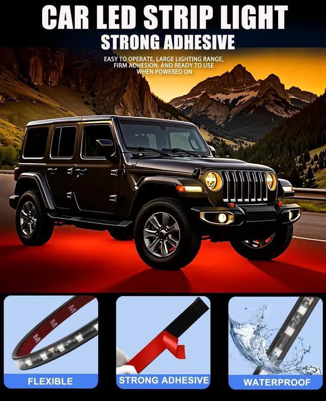 Alt view image 3 of 7 - Keiurot 12V Led Light Strip 32CM Waterproof LEDs Light Strips for Cars Motorcycles Golf Cart Interior & Exterior Marine Boat Red Led Strip Lights 5050 18SMD,Pack of 4