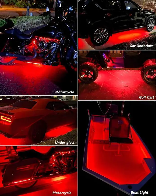 Alt view image 4 of 7 - Keiurot 12V Led Light Strip 32CM Waterproof LEDs Light Strips for Cars Motorcycles Golf Cart Interior & Exterior Marine Boat Red Led Strip Lights 5050 18SMD,Pack of 4