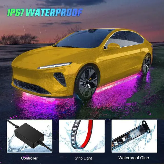 Alt view image 7 of 7 - Nilight 4Pcs Car Underglow Neon Accent Strip Lights 256 LEDs RGB Multi Color DIY Sound Active Function Music Mode with APP Control and Remote Underbody Light Strips