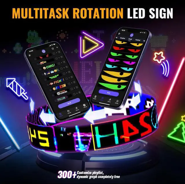 Alt view image 4 of 6 - Synchronize Devil Eyes Light for Truck, 23.4X4.7 Flex Car Window LED Display Screen, Dynamic Colorful Eye Lamp Programmable LED Eyes for Car Truck Windshield
