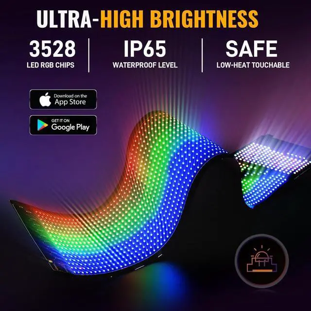 Alt view image 5 of 6 - Synchronize Devil Eyes Light for Truck, 23.4X4.7 Flex Car Window LED Display Screen, Dynamic Colorful Eye Lamp Programmable LED Eyes for Car Truck Windshield