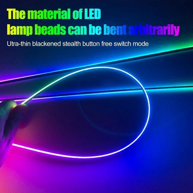 Alt view image 4 of 7 - Acrylic Interior Car LED Strip Light with APP, 18-in-1 128 Colorful 6 Pieces Fiber Optic Car Decoration Atmosphere Light Kits, Dual Zone Music Sync Rhythm RGB Neon Lighting for All Cars