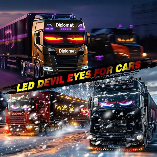Alt view image 3 of 7 - 1 Piece 52inx7.6in Extra-Large Devil Eyes Light for Truck Windshield, Large Flex LED Display for Car Eyes, Programmable Devils Eye LED Soft Screen for Windshield Flexible Dynamic Car Eyes