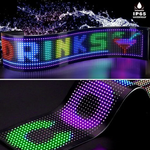 Alt view image 6 of 7 - 1 Piece 52inx7.6in Extra-Large Devil Eyes Light for Truck Windshield, Large Flex LED Display for Car Eyes, Programmable Devils Eye LED Soft Screen for Windshield Flexible Dynamic Car Eyes