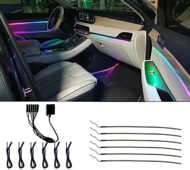 Main image of Car Interior led Ambient Lighting, Symphony RGB Car LED Strip Light, 6 in 1 with 204 inches Acrylic Fiber Optic, Multicolor Ambient Lighting Kits, Music Sync Rhythm,Sound Active Function