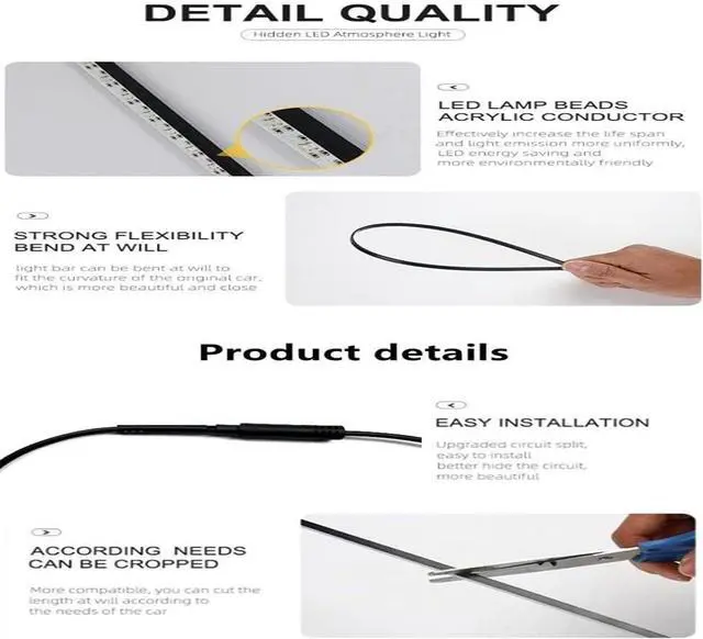 Alt view image 5 of 6 - Car Interior led Ambient Lighting, Symphony RGB Car LED Strip Light, 6 in 1 with 204 inches Acrylic Fiber Optic, Multicolor Ambient Lighting Kits, Music Sync Rhythm,Sound Active Function