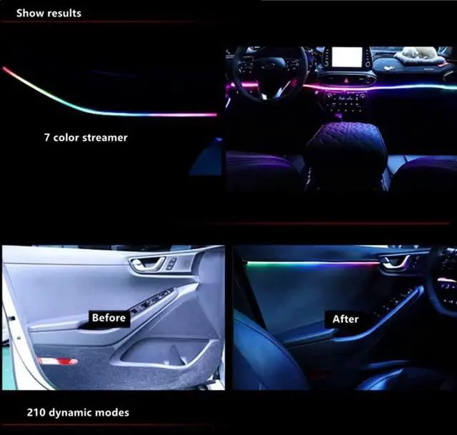Alt view image 6 of 6 - Car Interior led Ambient Lighting, Symphony RGB Car LED Strip Light, 6 in 1 with 204 inches Acrylic Fiber Optic, Multicolor Ambient Lighting Kits, Music Sync Rhythm,Sound Active Function