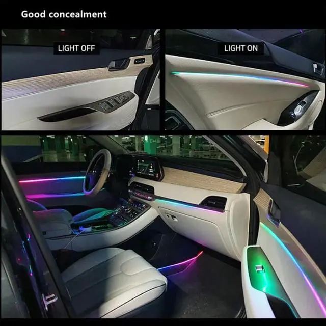 Alt view image 3 of 6 - Car Interior led Ambient Lighting, Symphony RGB Car LED Strip Light, 6 in 1 with 204 inches Acrylic Fiber Optic, Multicolor Ambient Lighting Kits, Music Sync Rhythm,Sound Active Function