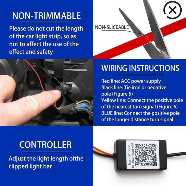 Alt view image 5 of 7 - JMTBNO Car LED Hood Light Strip 71" RGB Exterior LED Strip Flexible 12V Multicolor Universal Engine Hood Cover Daytime Running Light Strip Waterproof Remote & APP for Car SUV Truck