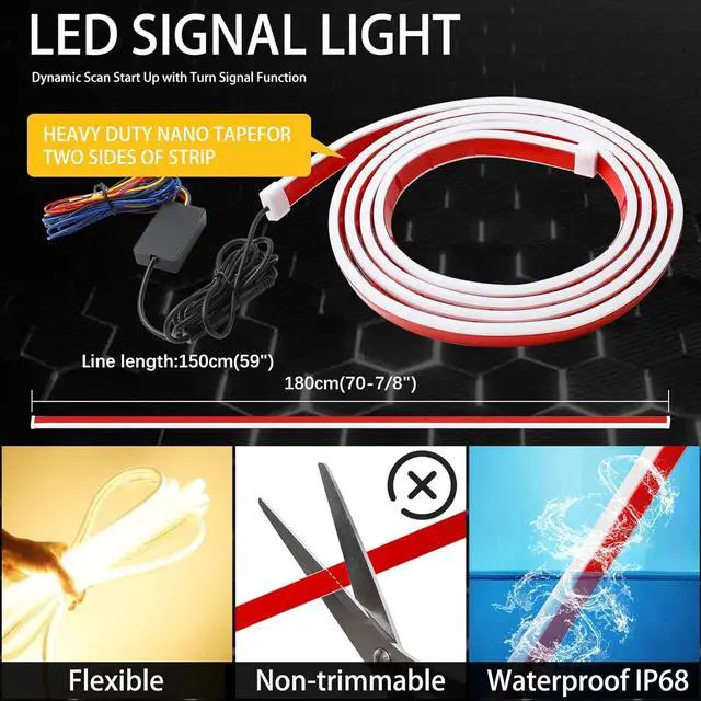 Alt view image 7 of 7 - JMTBNO Car LED Hood Light Strip 71" RGB Exterior LED Strip Flexible 12V Multicolor Universal Engine Hood Cover Daytime Running Light Strip Waterproof Remote & APP for Car SUV Truck