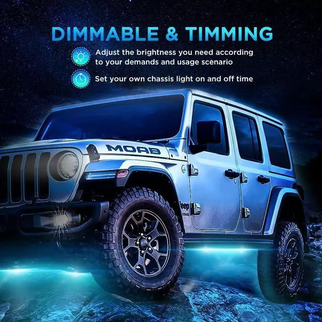 Alt view image 6 of 7 - Rock Lights for Trucks 10 Pods RGB LED Rock Lights with Bluetooth APP/Remote Control Music Mode Extension Cords Underglow Lights IP68 Waterproof Neon Light Kits for Car Jeep Offroad Pickup