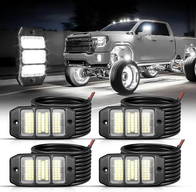 Main image of SHINIGHT 4PCS White Rock Lights, Super Bright Pure White 6000K Rock Lights for Trucks,72 SMD LED Chips Each Light,3M/9.84FT Extension Wires,Waterproof IP68 Underglow Lights for ATV UTV Cars Boats