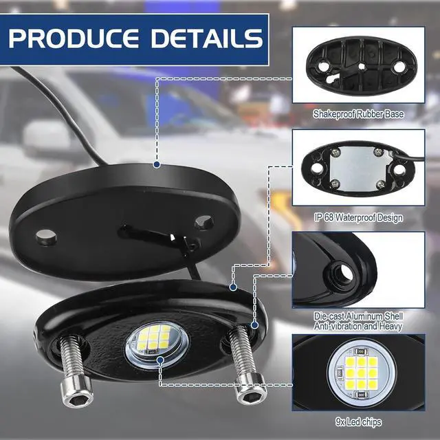 Alt view image 3 of 6 - Treela 20 Pods Rock Lights Pure Ambient Underglow Lights for Car SUV Waterproof Neon Trail Rig LED Lamp Lighting for Truck Motorcycle ATV UTV(White)