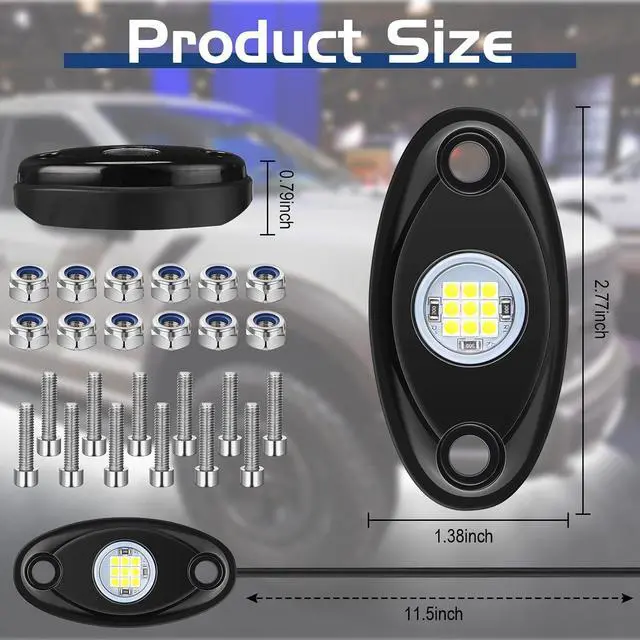 Alt view image 4 of 6 - Treela 20 Pods Rock Lights Pure Ambient Underglow Lights for Car SUV Waterproof Neon Trail Rig LED Lamp Lighting for Truck Motorcycle ATV UTV(White)