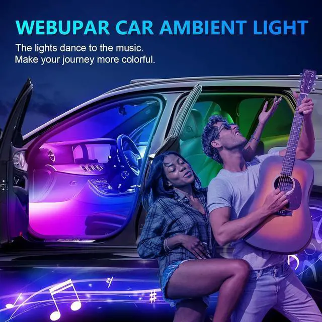 Alt view image 6 of 6 - WEBUPAR Dreamcolor Acrylic Car Lights, 6 in 1 LED Strip Lights with APP Control and 213 Color Modes, Decorative Lights, Neon Ambient Lighting Kits