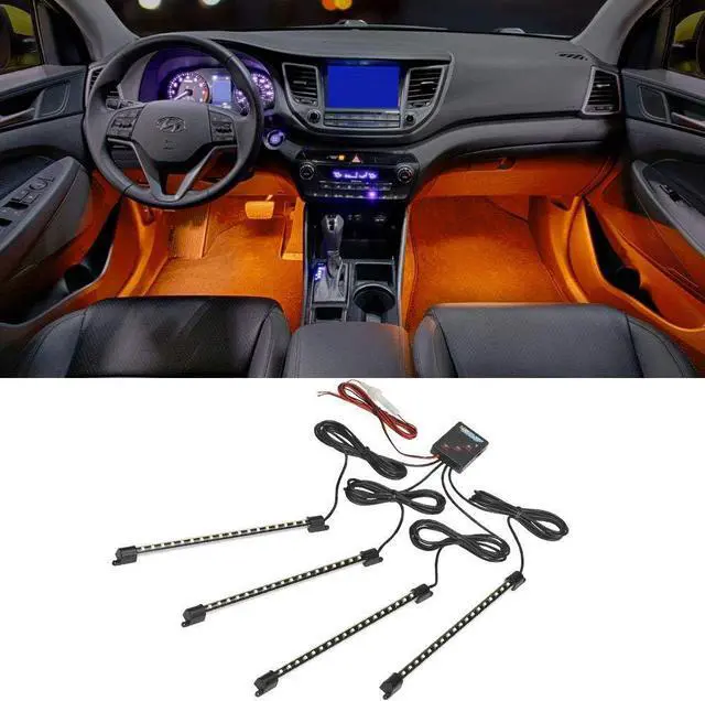Main image of LEDGlow 4pc Orange LED Interior Footwell Underdash Neon Lighting Kit for Cars & Trucks - 7 Unique Patterns - Music Mode - 8 Brightness Levels - Auto Illumination Bypass Mode - Universal Fitment