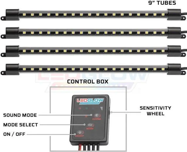 Alt view image 2 of 6 - LEDGlow 4pc Orange LED Interior Footwell Underdash Neon Lighting Kit for Cars & Trucks - 7 Unique Patterns - Music Mode - 8 Brightness Levels - Auto Illumination Bypass Mode - Universal Fitment