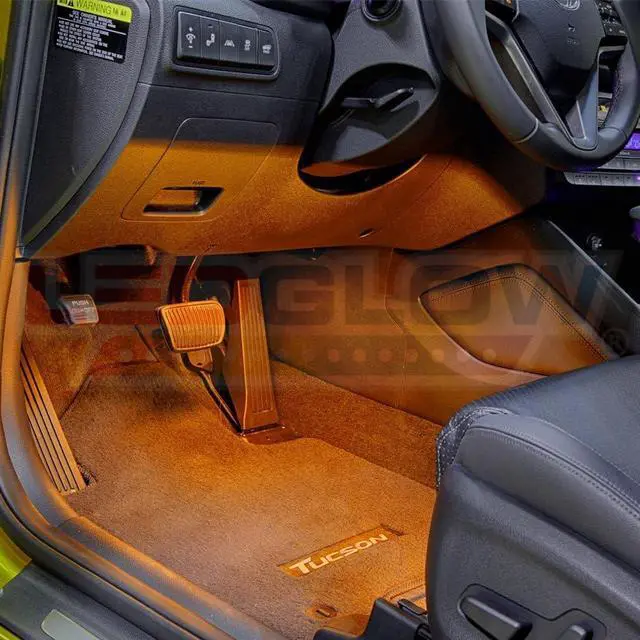Alt view image 4 of 6 - LEDGlow 4pc Orange LED Interior Footwell Underdash Neon Lighting Kit for Cars & Trucks - 7 Unique Patterns - Music Mode - 8 Brightness Levels - Auto Illumination Bypass Mode - Universal Fitment