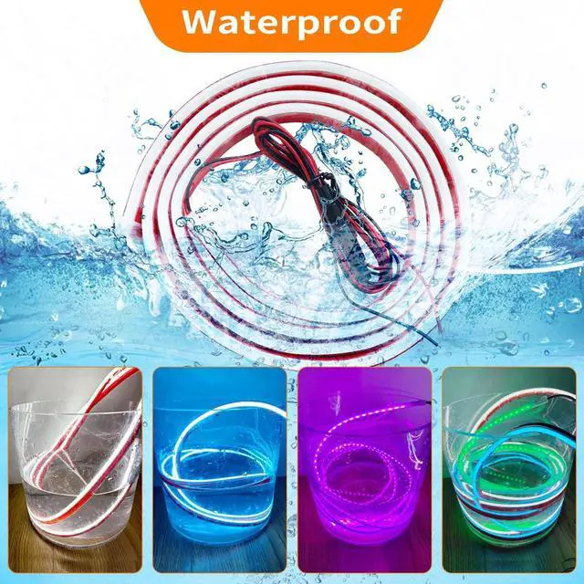 Alt view image 2 of 6 - Car Hood LED Light Strip Exterior Flexible Dynamic Scan Daytime Running for Hoodbeam Kit 12v Silicone Waterproof Lights for Cars SUVs(Ice Blue,70IN)