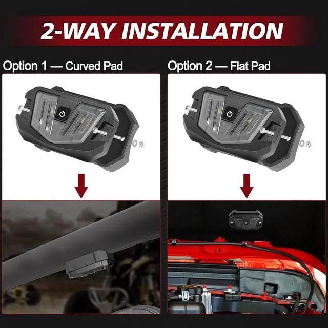Alt view image 4 of 7 - V-Pro LED UTV Dome Light RGBW, 12V Car Interior Light W/Switch Roll Bar Cage Mount Led Truck Bed Lights for UTV Polaris RZR Ranger Can-Am Kawasaki Pioneer Talon ATV Car SXS Truck