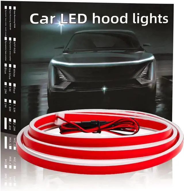Main image of Flexible Car Hood Light Strip, 79 Inches Dynamic LED Daytime Running Light for Car, Truck, SUV, White Light,Easy to Install and Waterproof