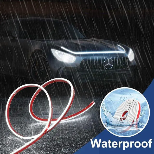 Alt view image 4 of 6 - Flexible Car Hood Light Strip, 79 Inches Dynamic LED Daytime Running Light for Car, Truck, SUV, White Light,Easy to Install and Waterproof