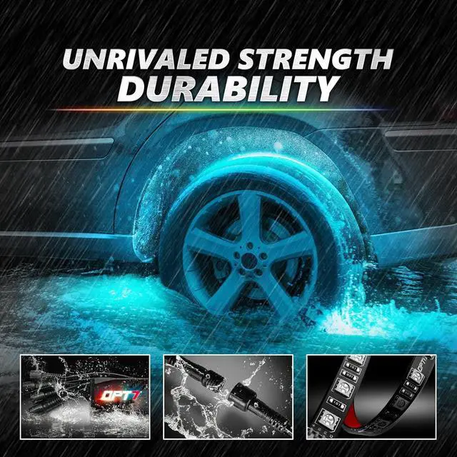 Alt view image 5 of 7 - OPT7 Aura Pro Wheel Well Lights Kit with APP & Remote Control, 4pc 24" Waterproof LED Strips, Music Sync, RGB Multi-Color Modes Neon Tire Rim Lights for Car Truck SUV Van