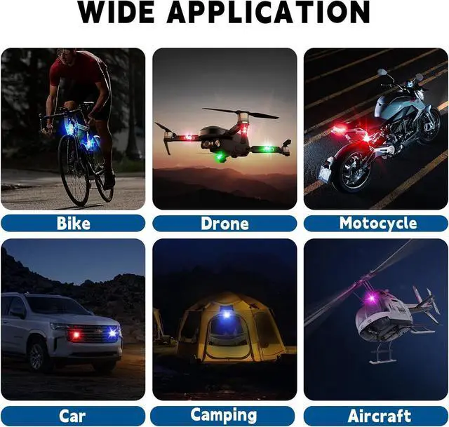 Alt view image 7 of 7 - 8PCS Wireless LED Strobe Lights with Remote Control,8 Colors Waterproof Anti-Collision USB Charing Led Warning Light, High Brightness Wireless LED Lights for Car Drone Truck Motorcycle Aircraft Bike